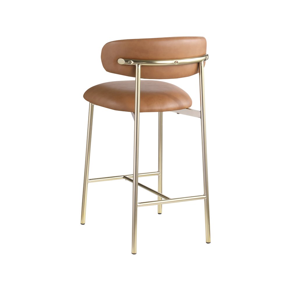 Lupita Cognac Vegan Leather Counter Stool, Set of 2