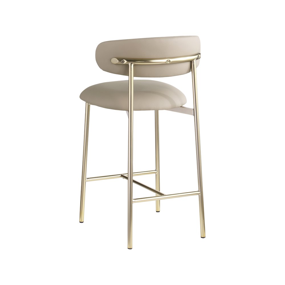 Lupita Taupe Vegan Leather Counter Stool, Set of 2