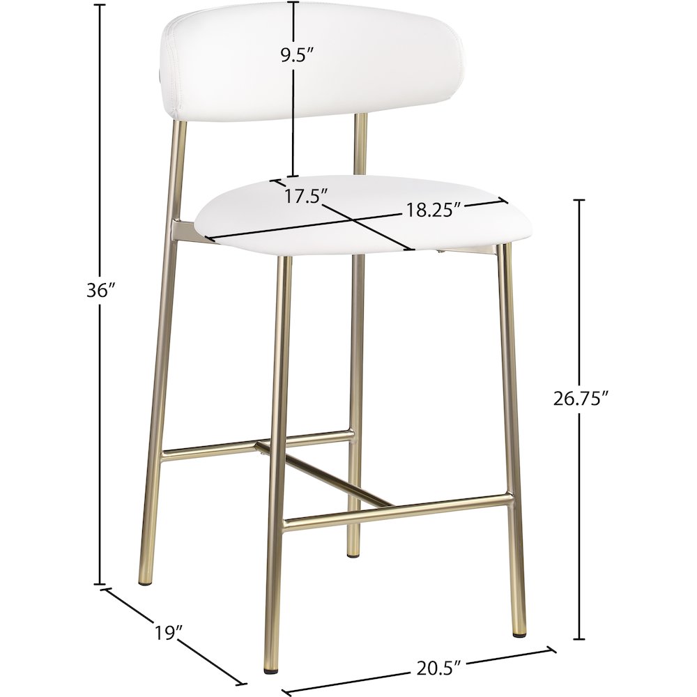 Lupita Off-White Vegan Leather Upholstered Counter Stool, Set of 2