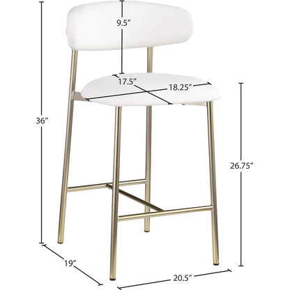 Lupita Off-White Vegan Leather Upholstered Counter Stool, Set of 2