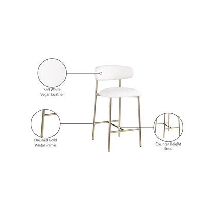 Lupita Off-White Vegan Leather Upholstered Counter Stool, Set of 2