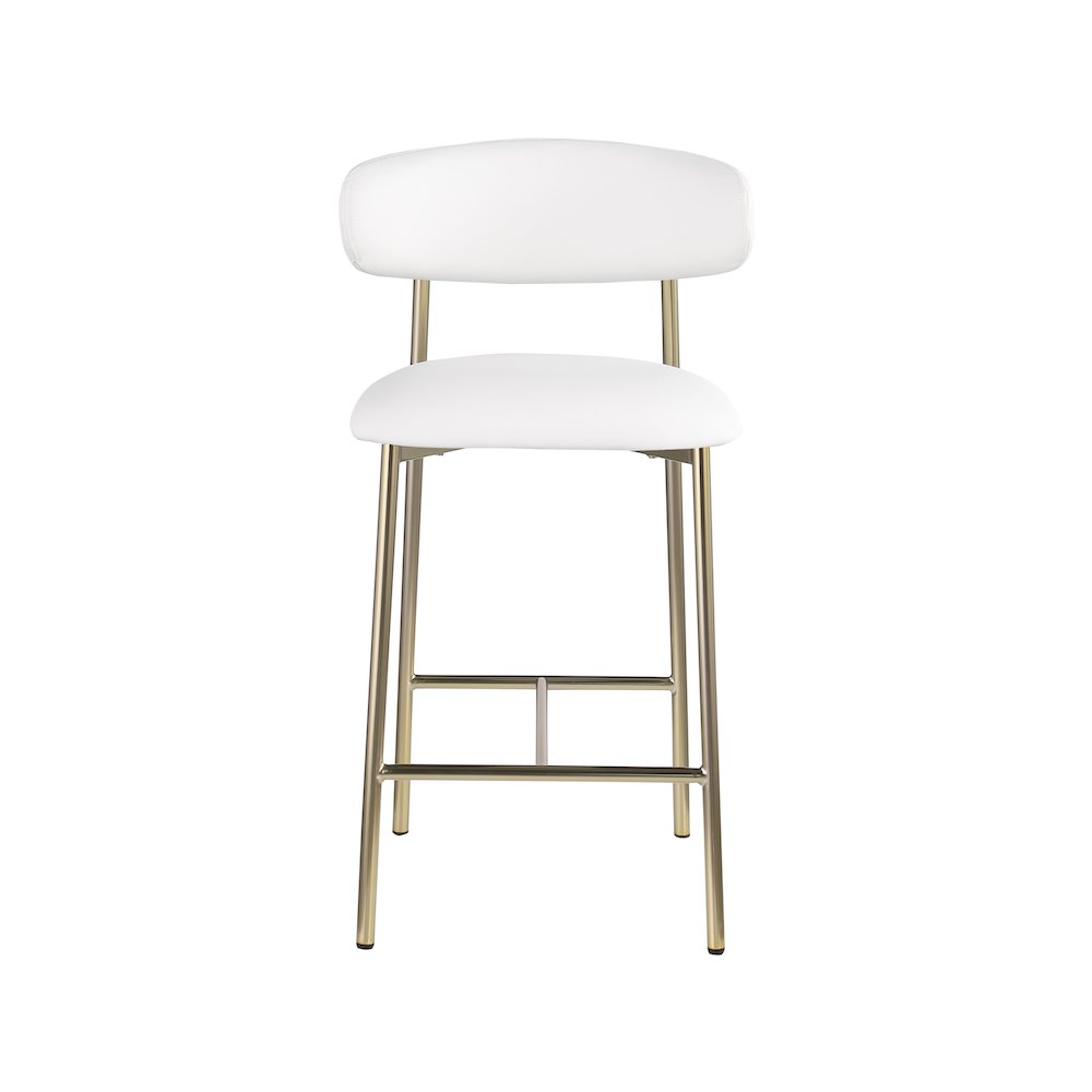 Lupita Off-White Vegan Leather Upholstered Counter Stool, Set of 2