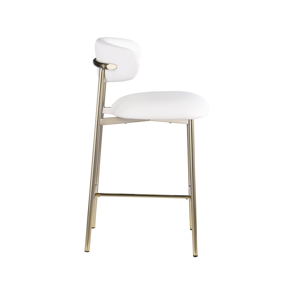 Lupita Off-White Vegan Leather Upholstered Counter Stool, Set of 2