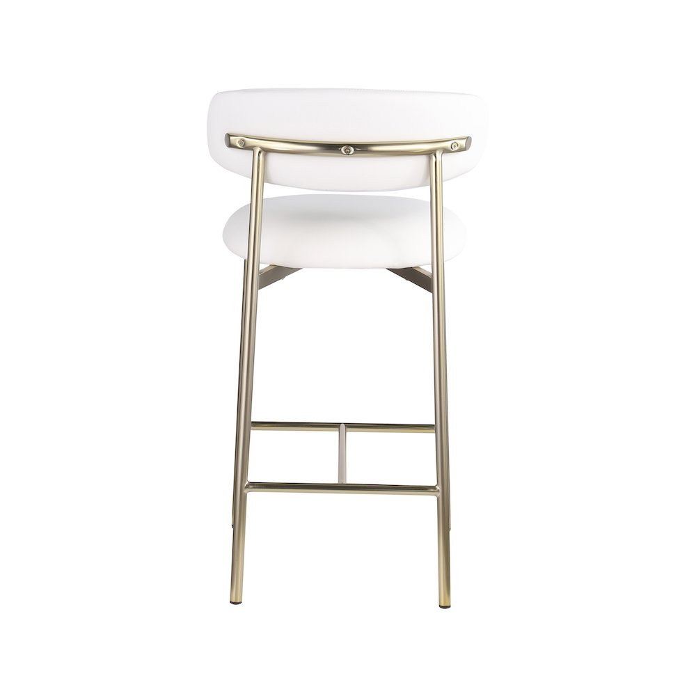 Lupita Off-White Vegan Leather Upholstered Counter Stool, Set of 2