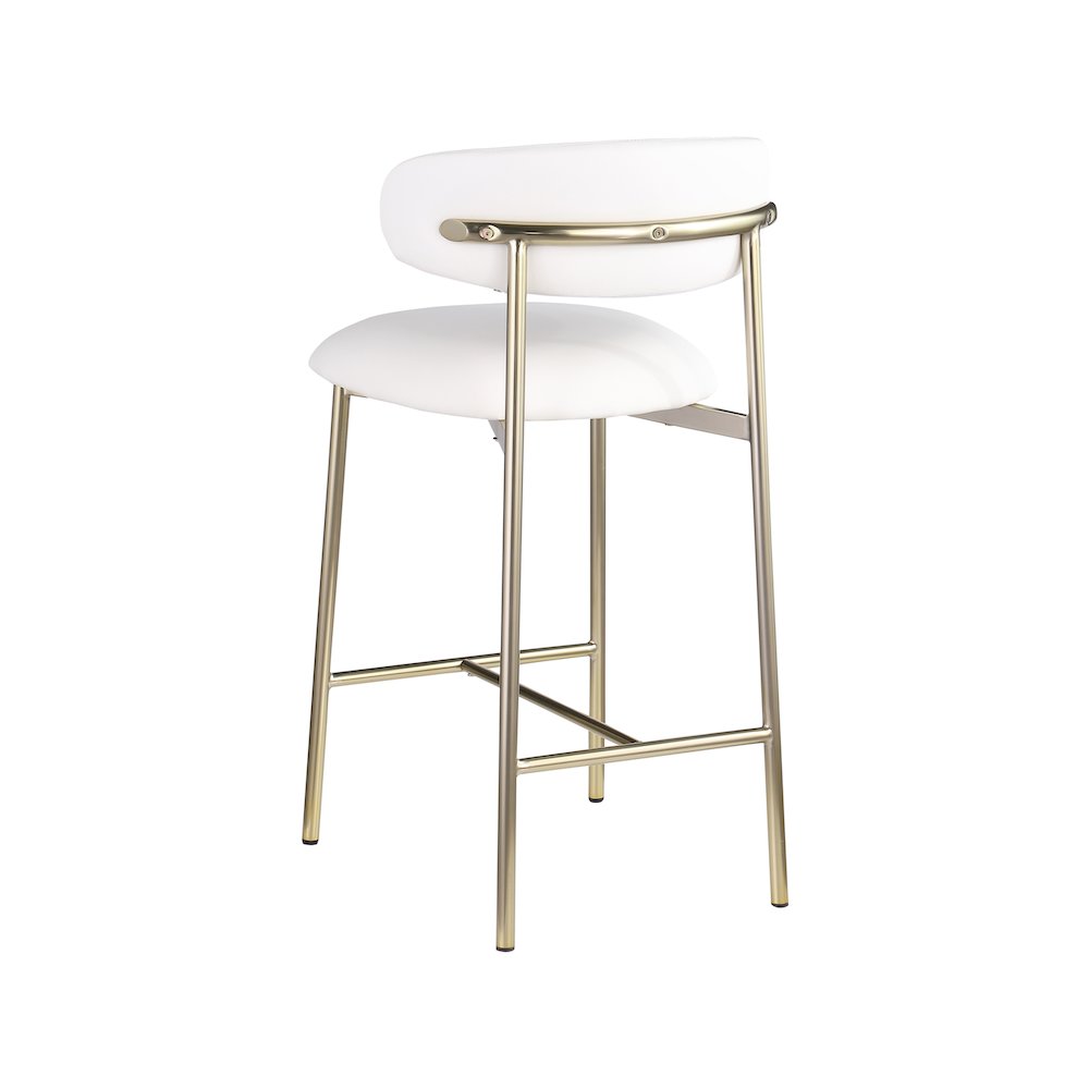 Lupita Off-White Vegan Leather Upholstered Counter Stool, Set of 2