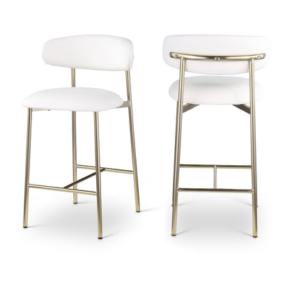 Lupita Off-White Vegan Leather Upholstered Counter Stool, Set of 2