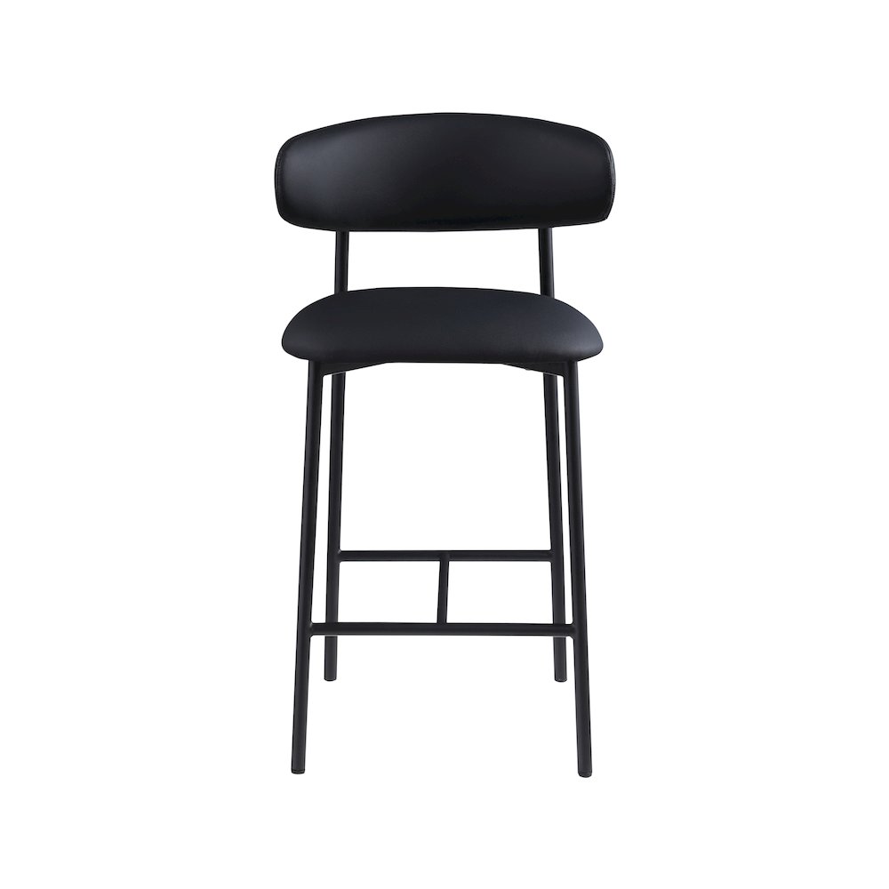 Lupita Black Vegan Leather Counter Stool, Set of 2