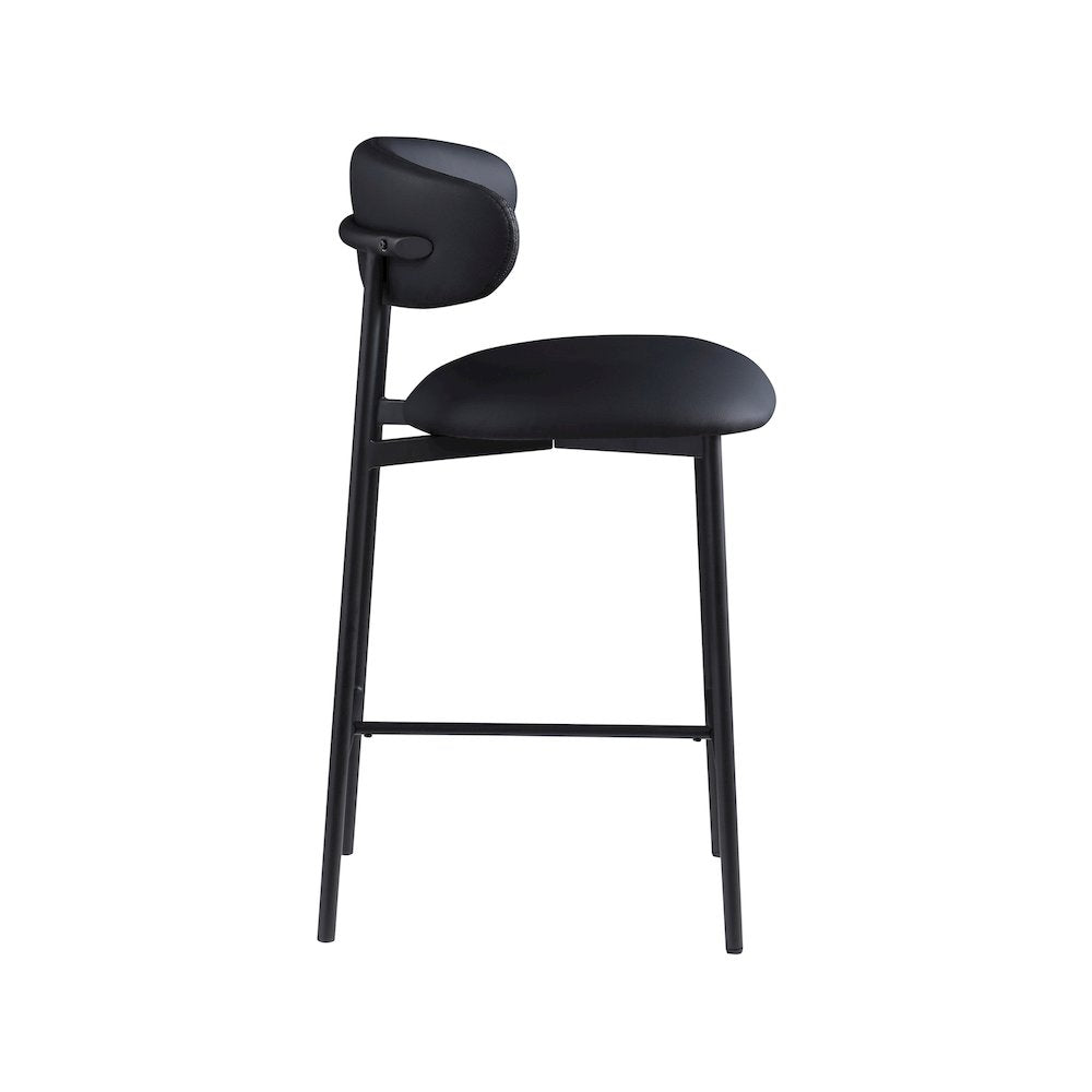 Lupita Black Vegan Leather Counter Stool, Set of 2