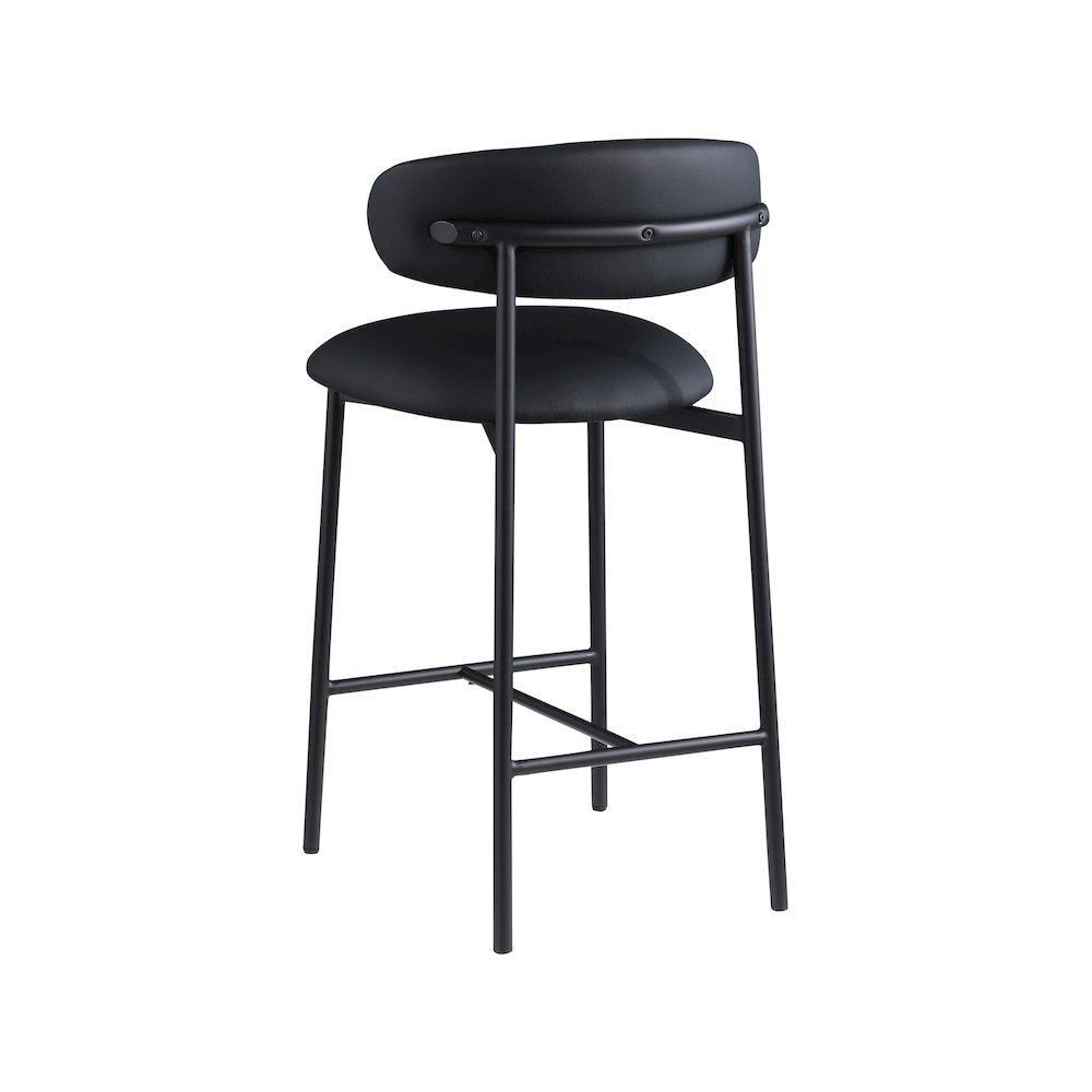 Lupita Black Vegan Leather Counter Stool, Set of 2