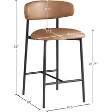 Lupita Cognac Vegan Leather Counter Stool, Set of 2