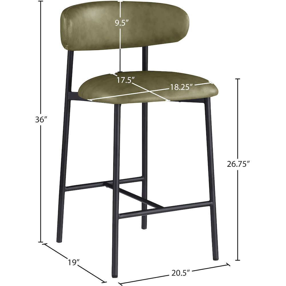 Lupita Olive Vegan Leather Counter Stool, Set of 2