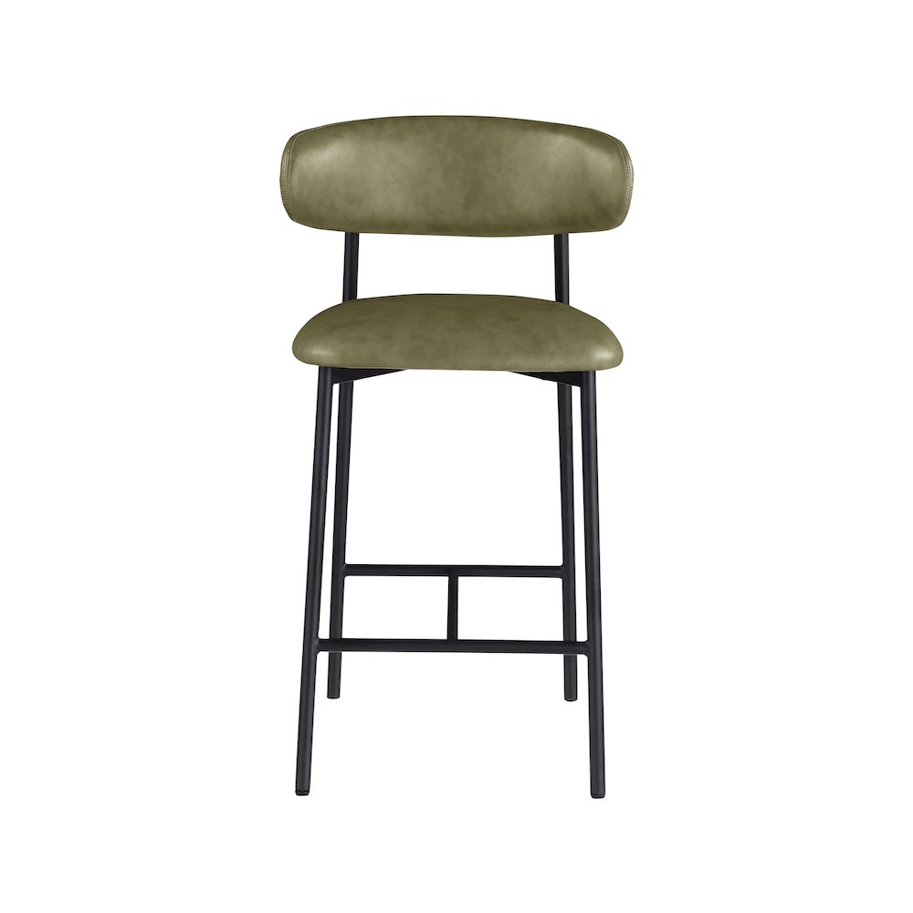 Lupita Olive Vegan Leather Counter Stool, Set of 2