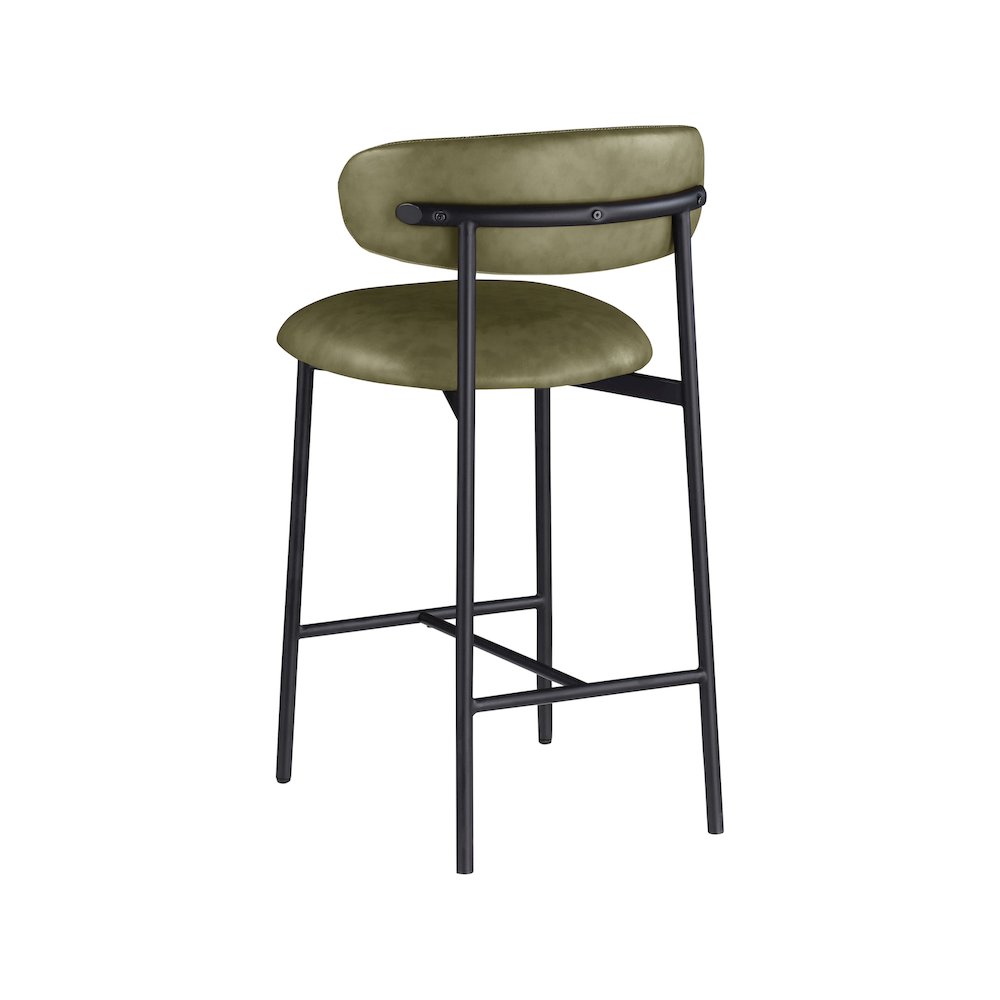 Lupita Olive Vegan Leather Counter Stool, Set of 2