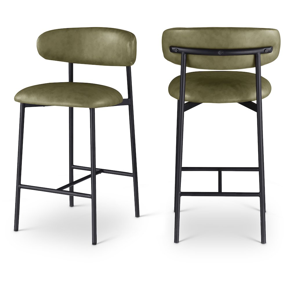 Lupita Olive Vegan Leather Counter Stool, Set of 2