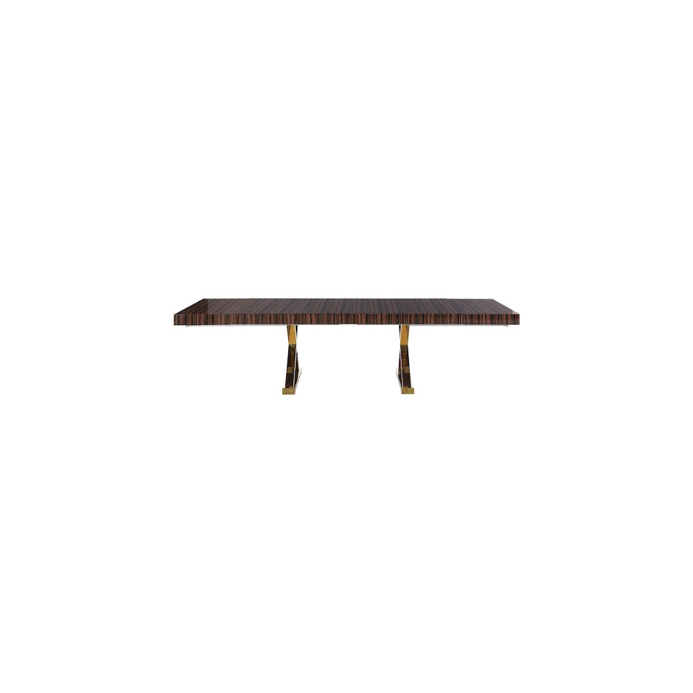Excel Brown Zebra Wood Veneer Lacquer Extendable Dining Table