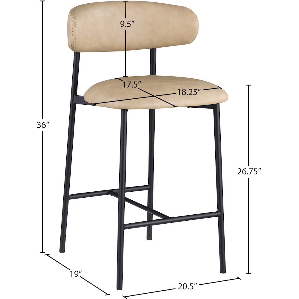 Lupita Tan Vegan Leather Counter Stool, Set of 2