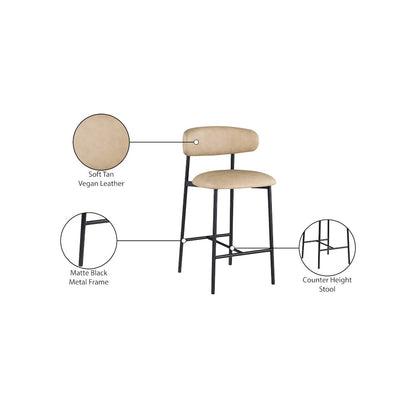 Lupita Tan Vegan Leather Counter Stool, Set of 2