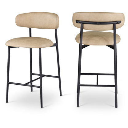 Lupita Tan Vegan Leather Counter Stool, Set of 2