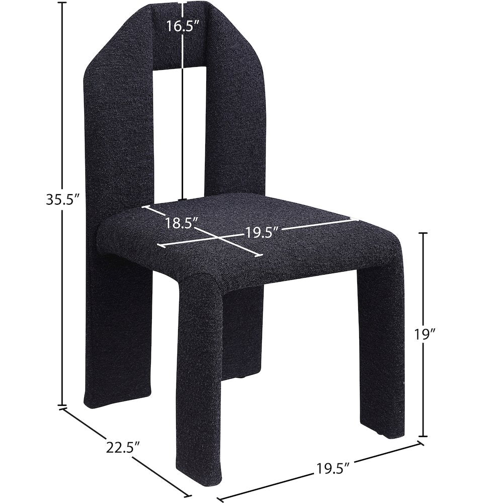 Bennett Black Boucle Fabric Dining Chair, Set of 2