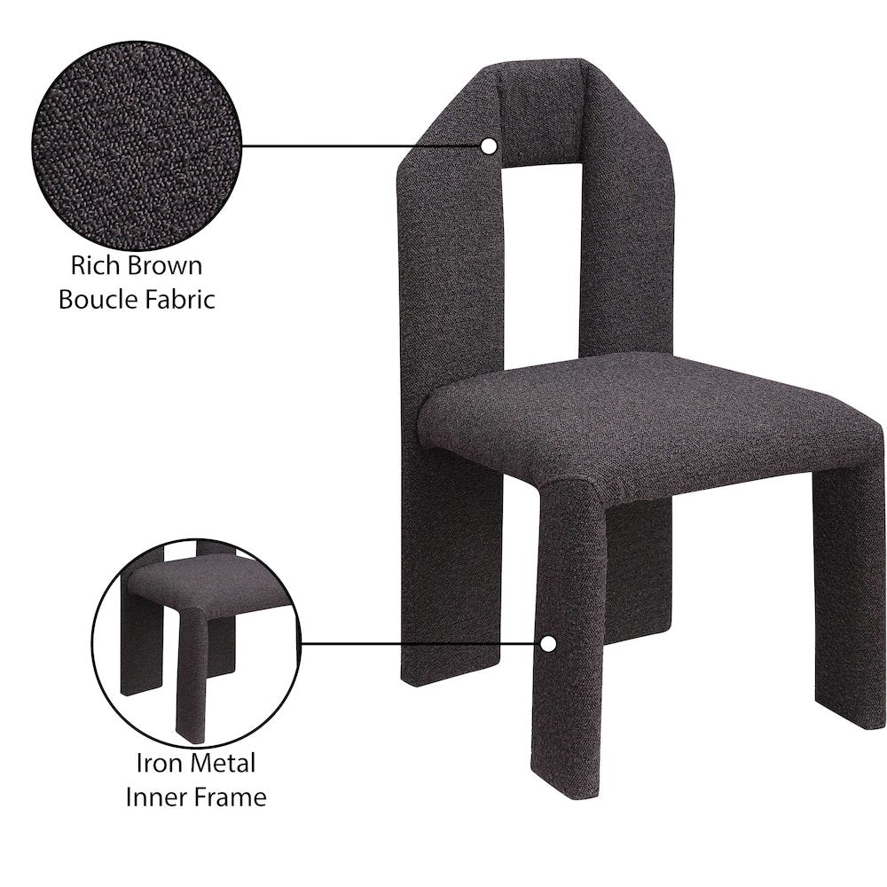Bennett Brown Boucle Fabric Dining Chair, Set of 2