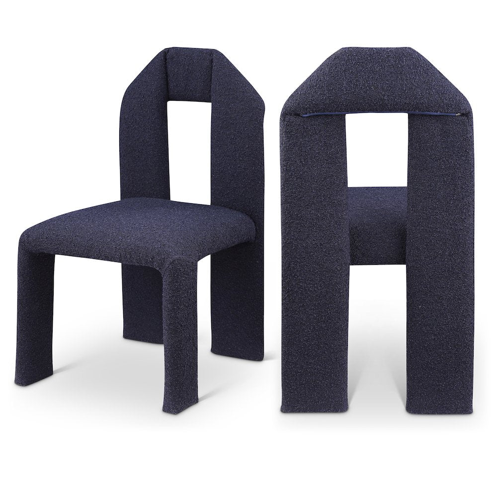 Bennett Navy Boucle Fabric Dining Chair, Set of 2