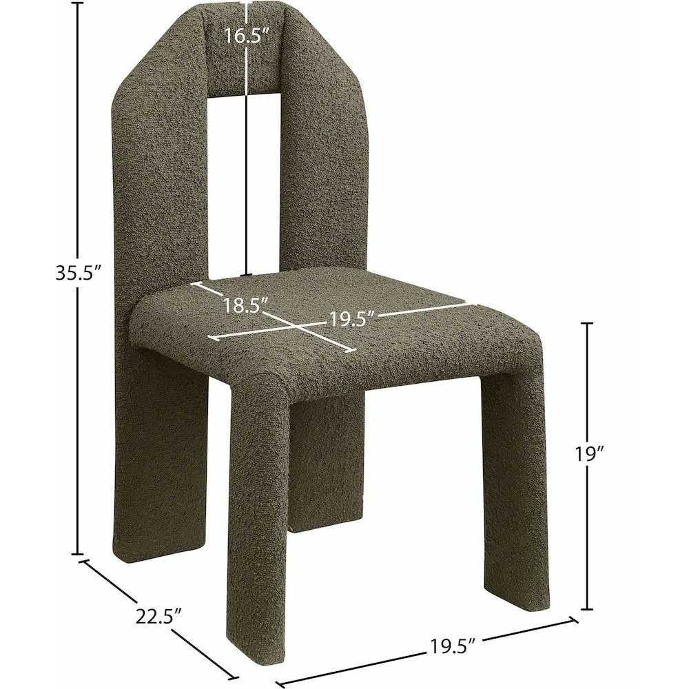 Bennett Olive Boucle Fabric Dining Chair, Set of 2