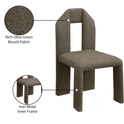 Bennett Olive Boucle Fabric Dining Chair, Set of 2