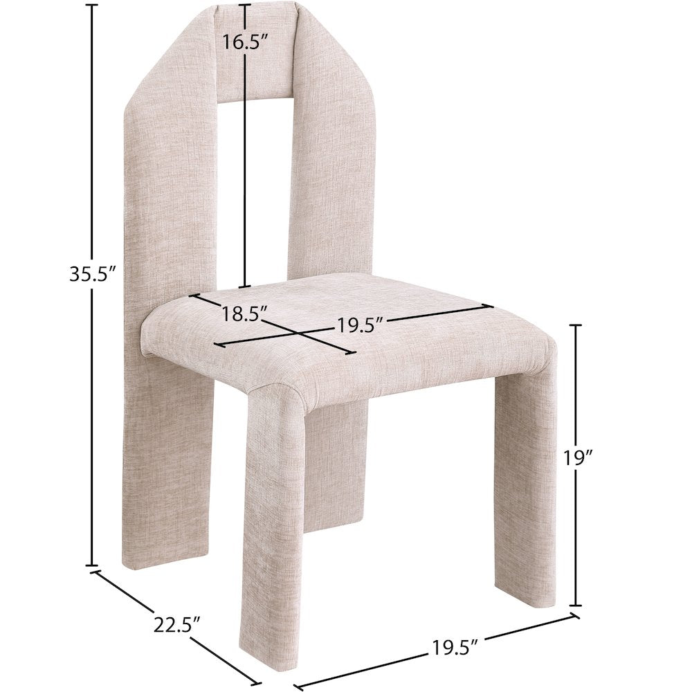 Bennett Beige Chenille Fabric Dining Chair, Set of 2