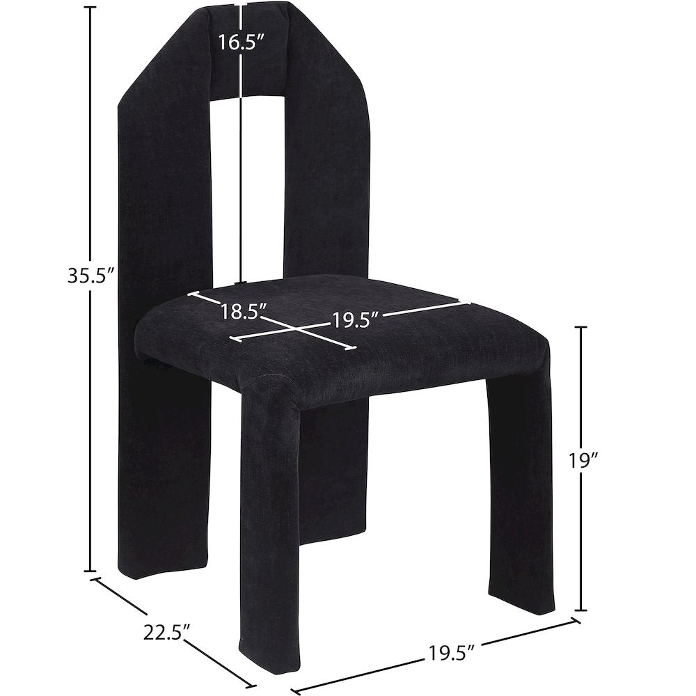 Bennett Black Chenille Fabric Dining Chair, Set of 2