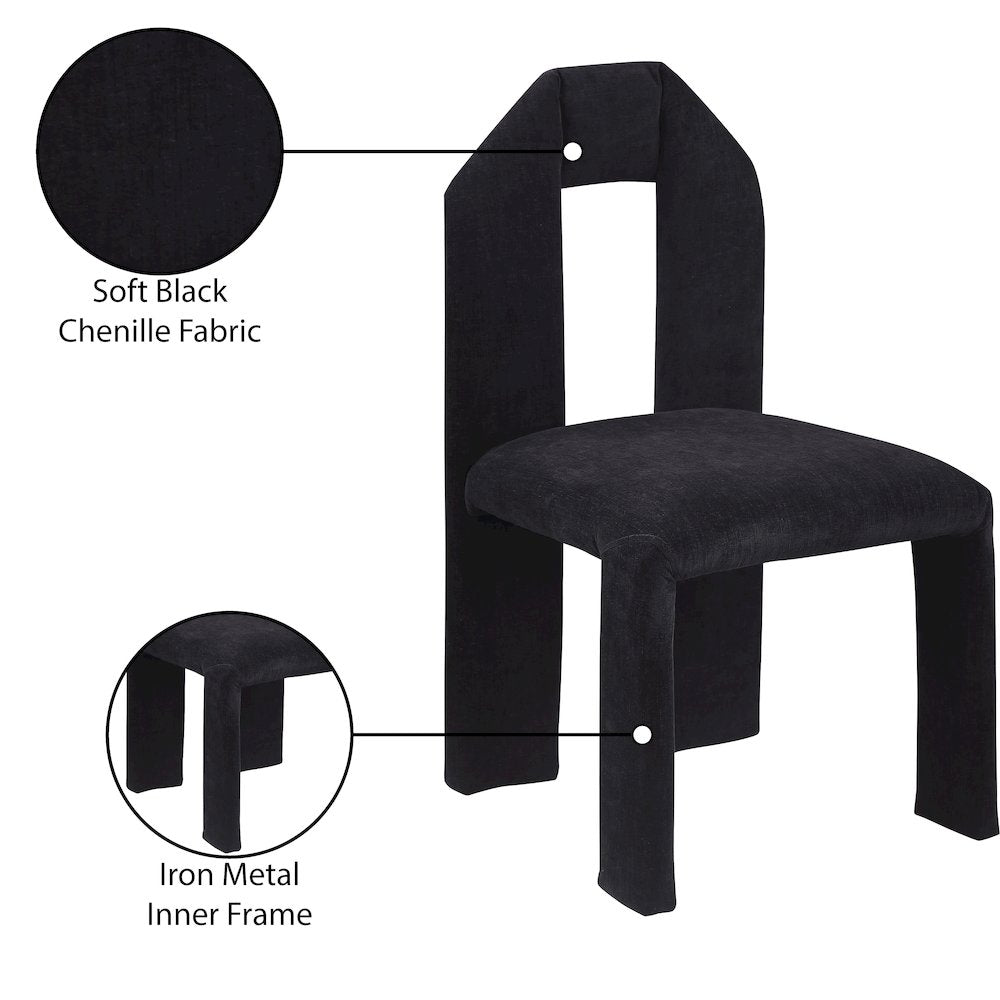 Bennett Black Chenille Fabric Dining Chair, Set of 2
