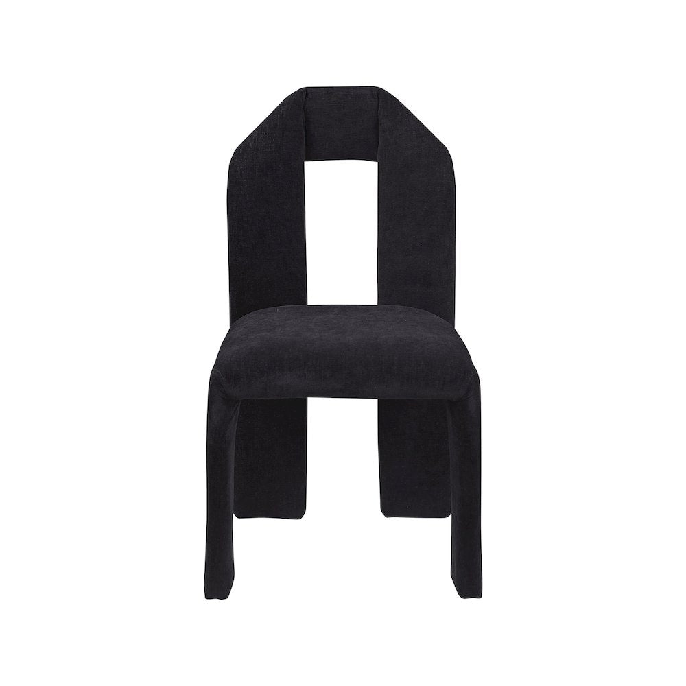 Bennett Black Chenille Fabric Dining Chair, Set of 2