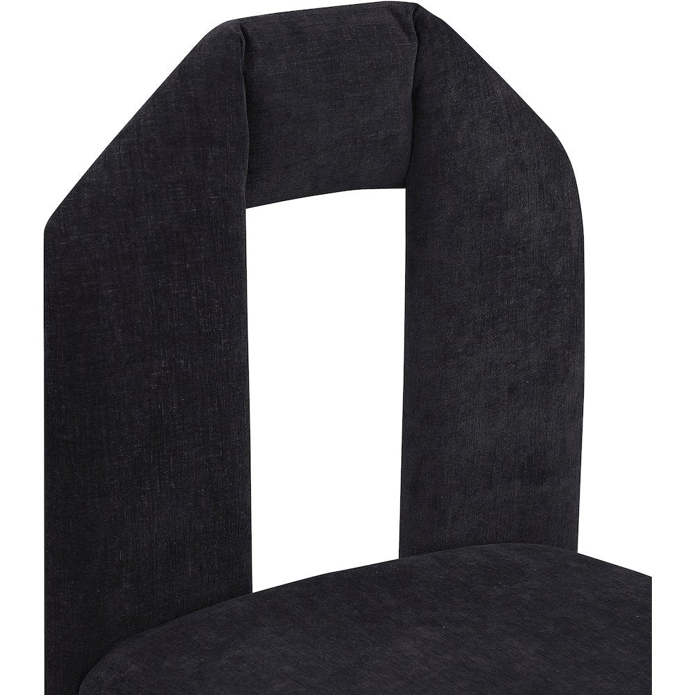 Bennett Black Chenille Fabric Dining Chair, Set of 2