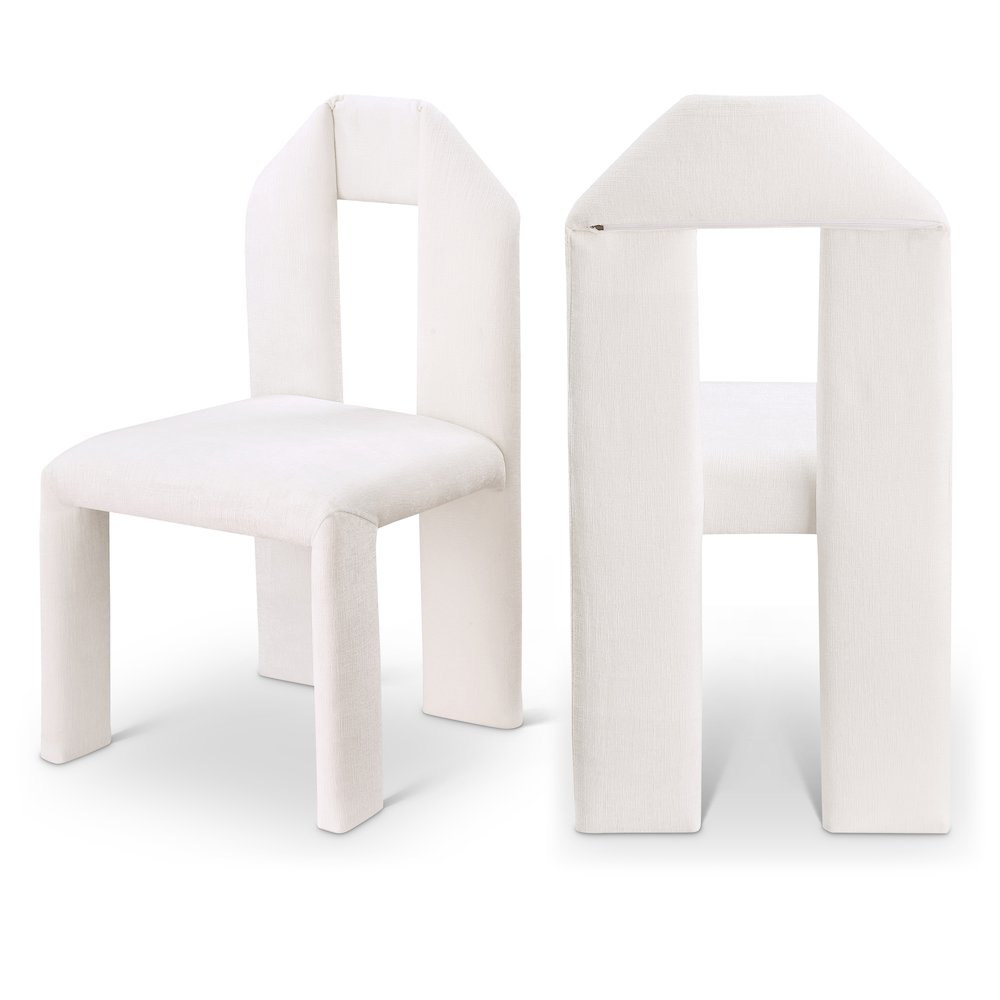 Bennett Cream Chenille Fabric Dining Chair, Set of 2