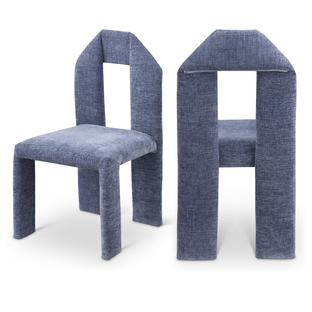 Bennett Light Blue Chenille Fabric Dining Chair, Set of 2