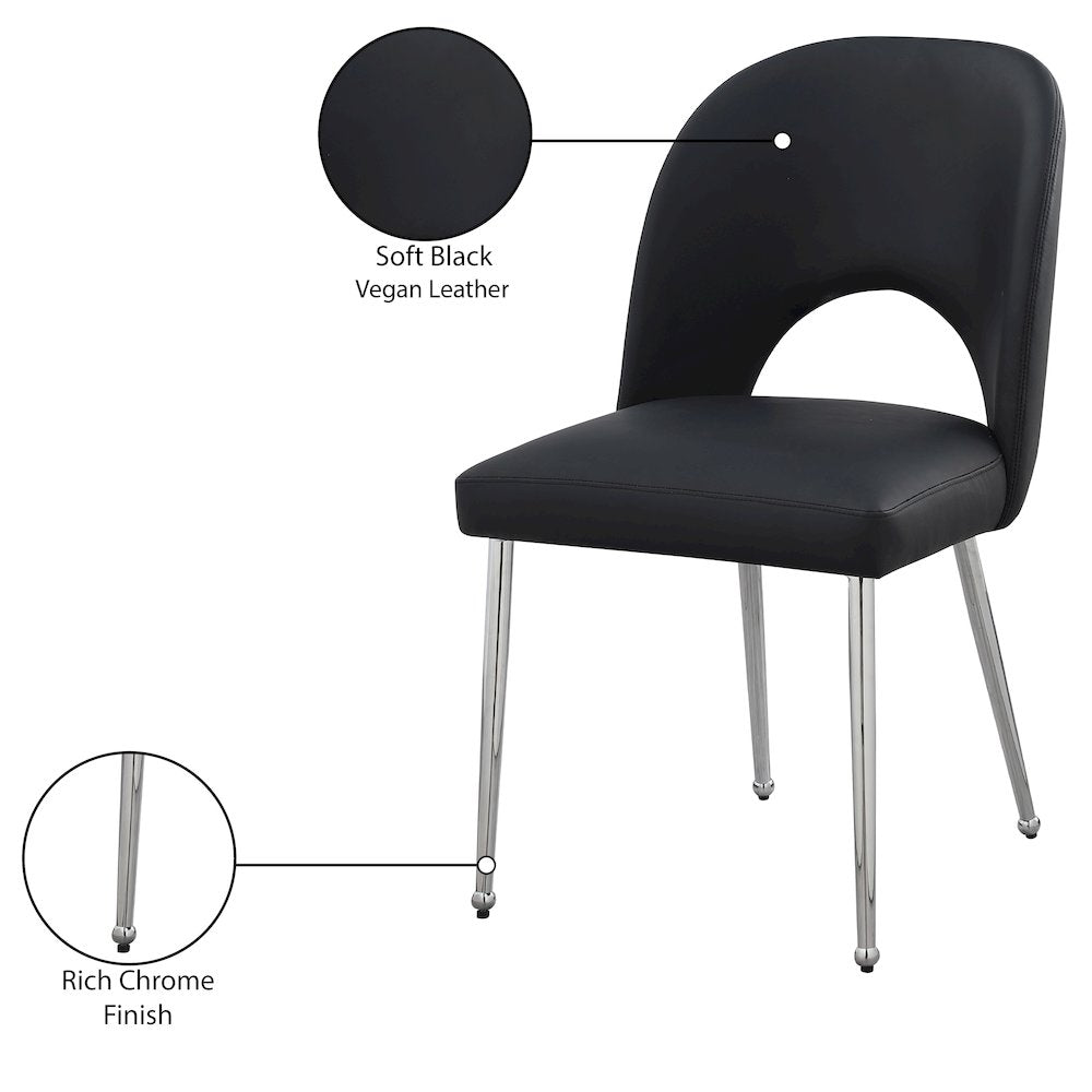 Logan Black Vegan Leather Dining Chair, Set of 2