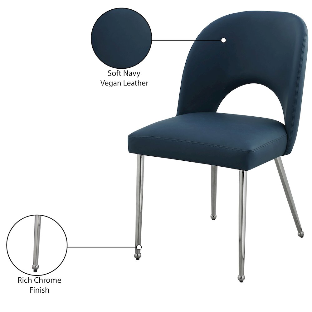 Logan Navy Vegan Leather Dining Chair, Set of 2