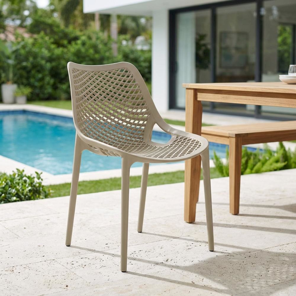Taupe Outdoor Patio Dining Chair Set Of 4 With Uv-Resistant Finish