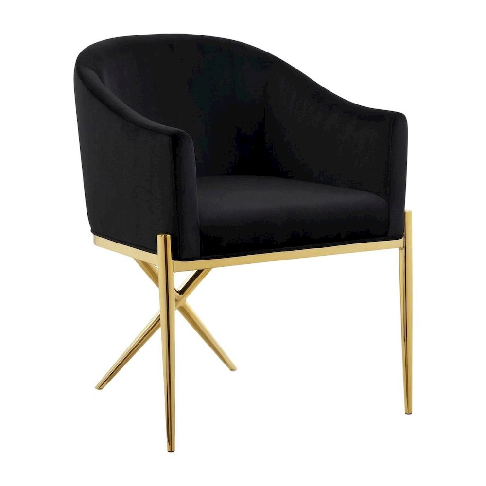 Gold Velvet Dining Chair with Armrests and Contemporary Design 1-Piece SKU