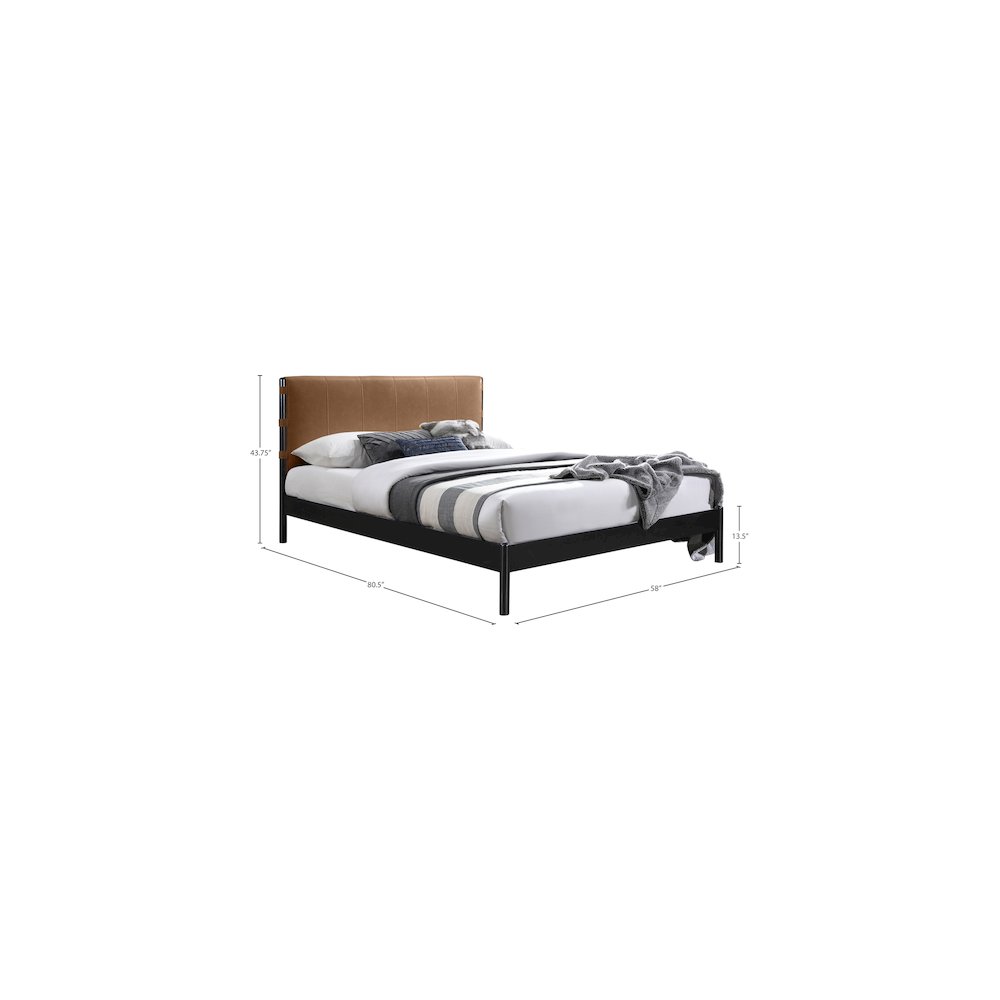 Abigail Cognac Vegan Leather Full Bed