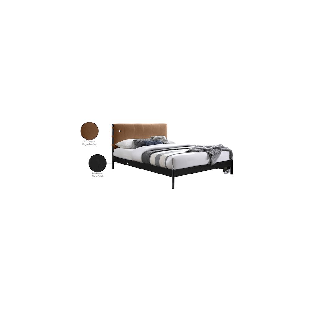 Abigail Cognac Vegan Leather Full Bed