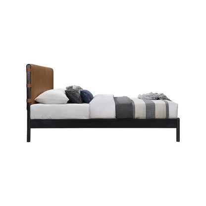 Abigail Cognac Vegan Leather Queen Bed