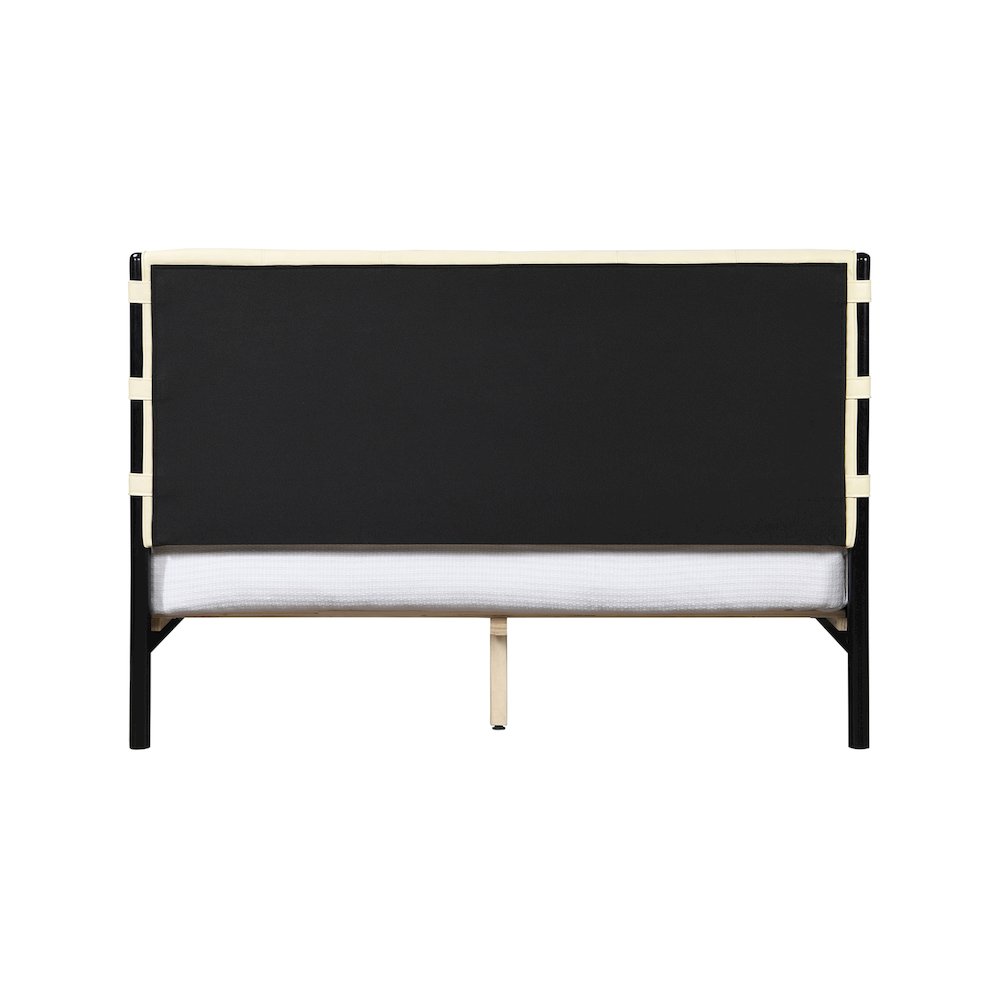 Abigail Cream Vegan Leather Queen Bed