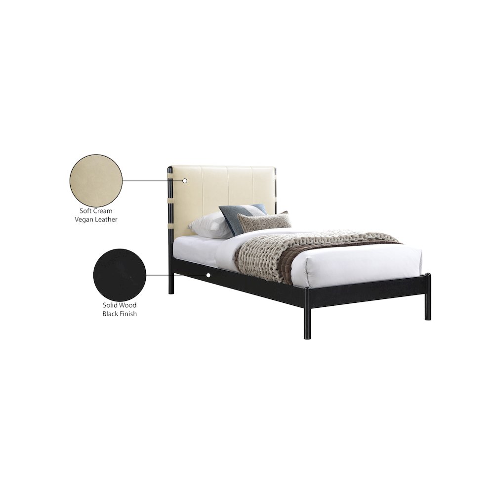 Abigail Cream Vegan Leather Twin Bed