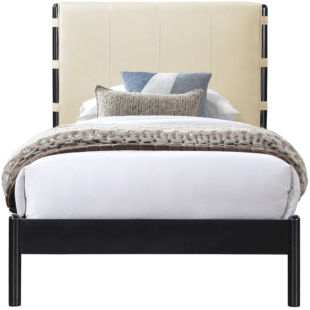 Abigail Cream Vegan Leather Twin Bed