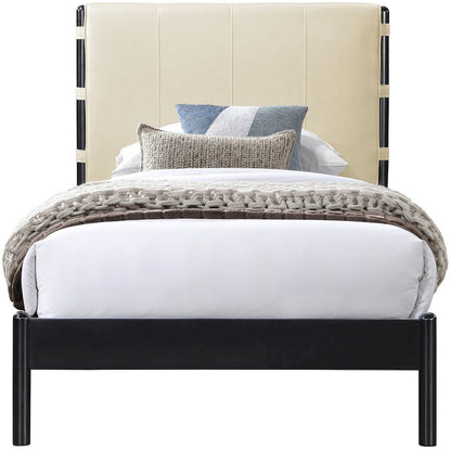 Abigail Cream Vegan Leather Twin Bed