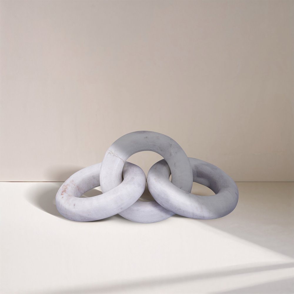 Rings White Marble Decorative Chain Links