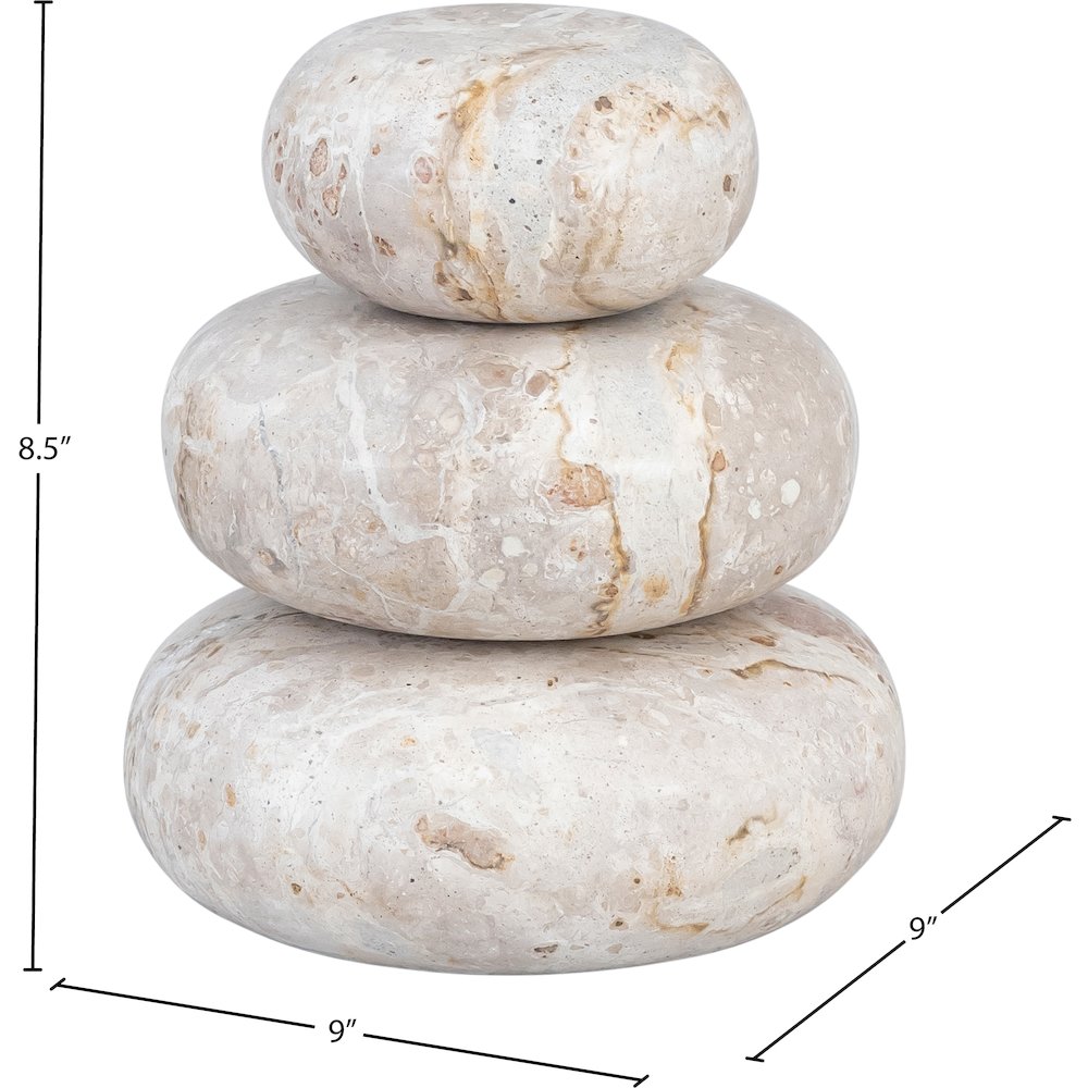 Pumpkin Beige Marble 3pc. Decorative Object