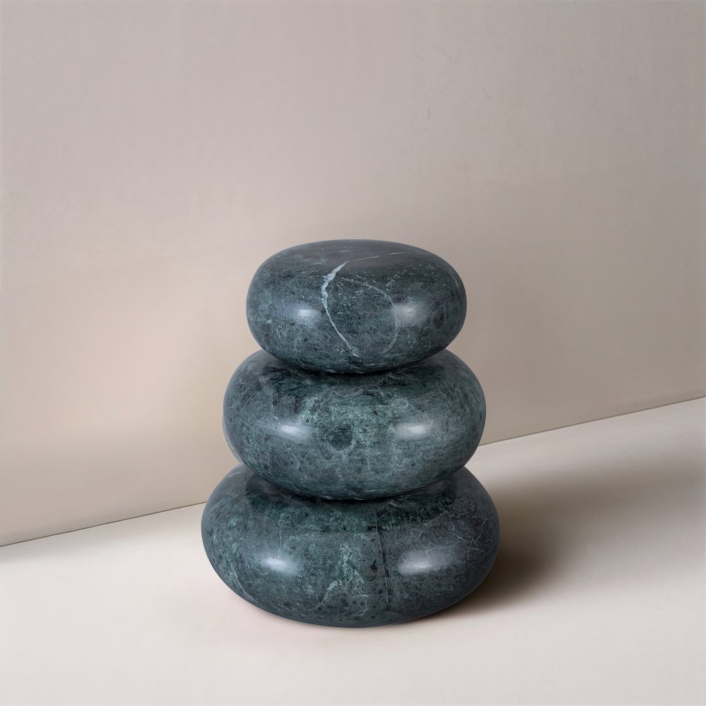 Pumpkin Green Marble 3pc. Decorative Object
