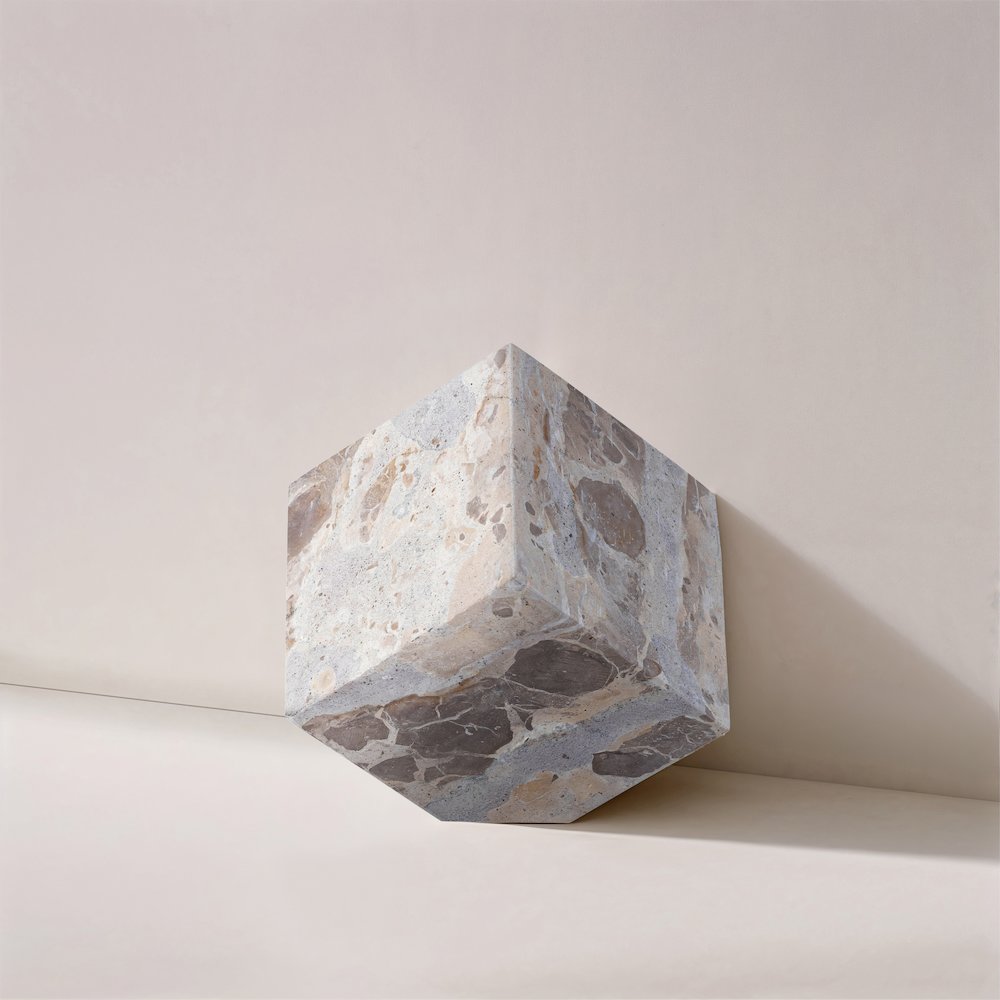 Block Beige Marble Decorative Cube