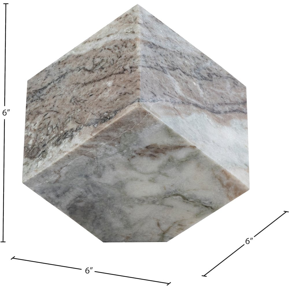 Block Brown Marble Decorative Cube